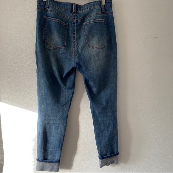 Cropped Skinny Distressed Jeans Size 7 Cotton Blend Multi Button - Picture 13 of 15